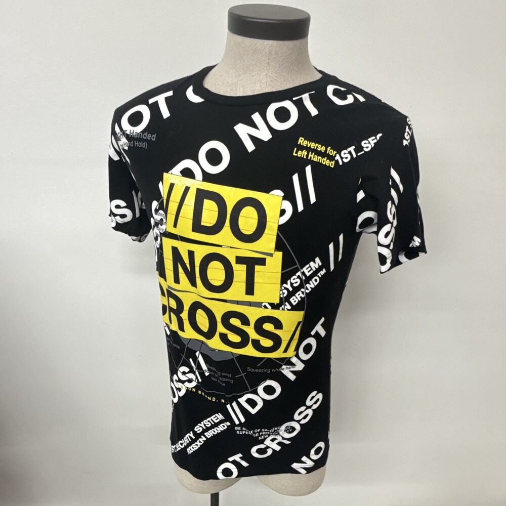 Reason Men's Black White Yellow Crew Neck Short Sleeve Graphic Print T-Shirt M
